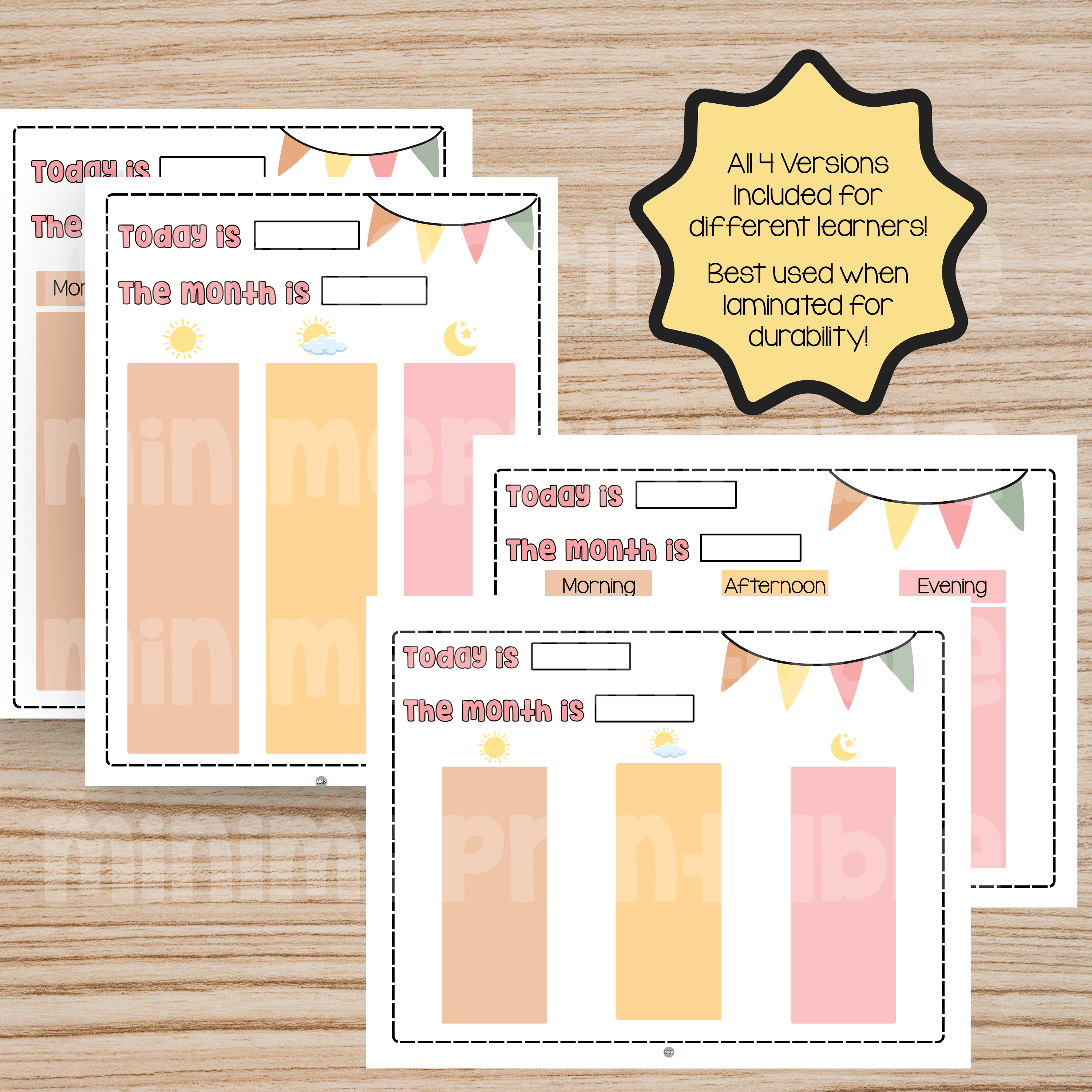 Boho Daily Schedule Chart for Toddlers & Kids – Visual Routine Planner with Icons for Home & Classroom