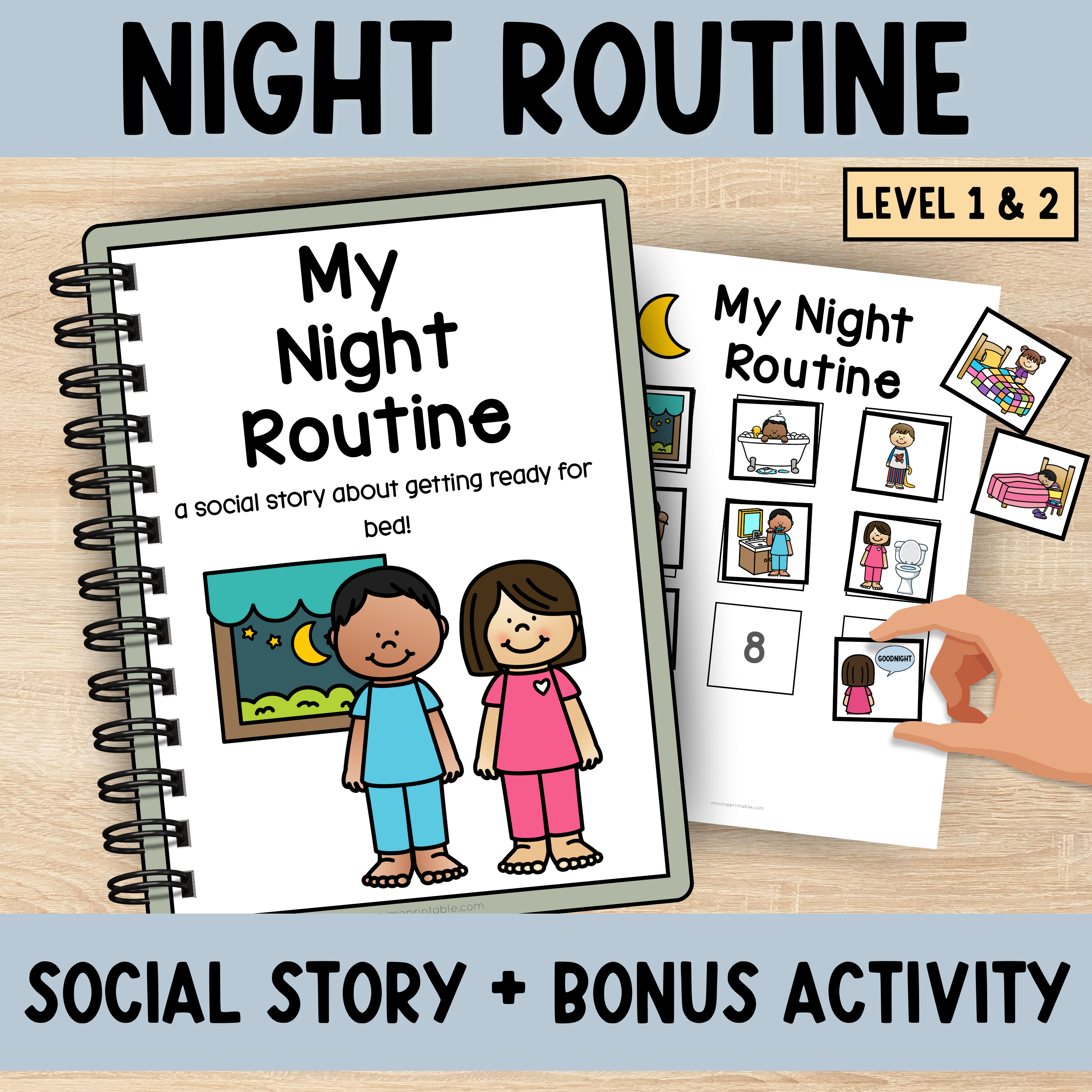 Night Routine Social Story – Special Education Printable | 10 Pages + Bonus Visual Activity Sheet