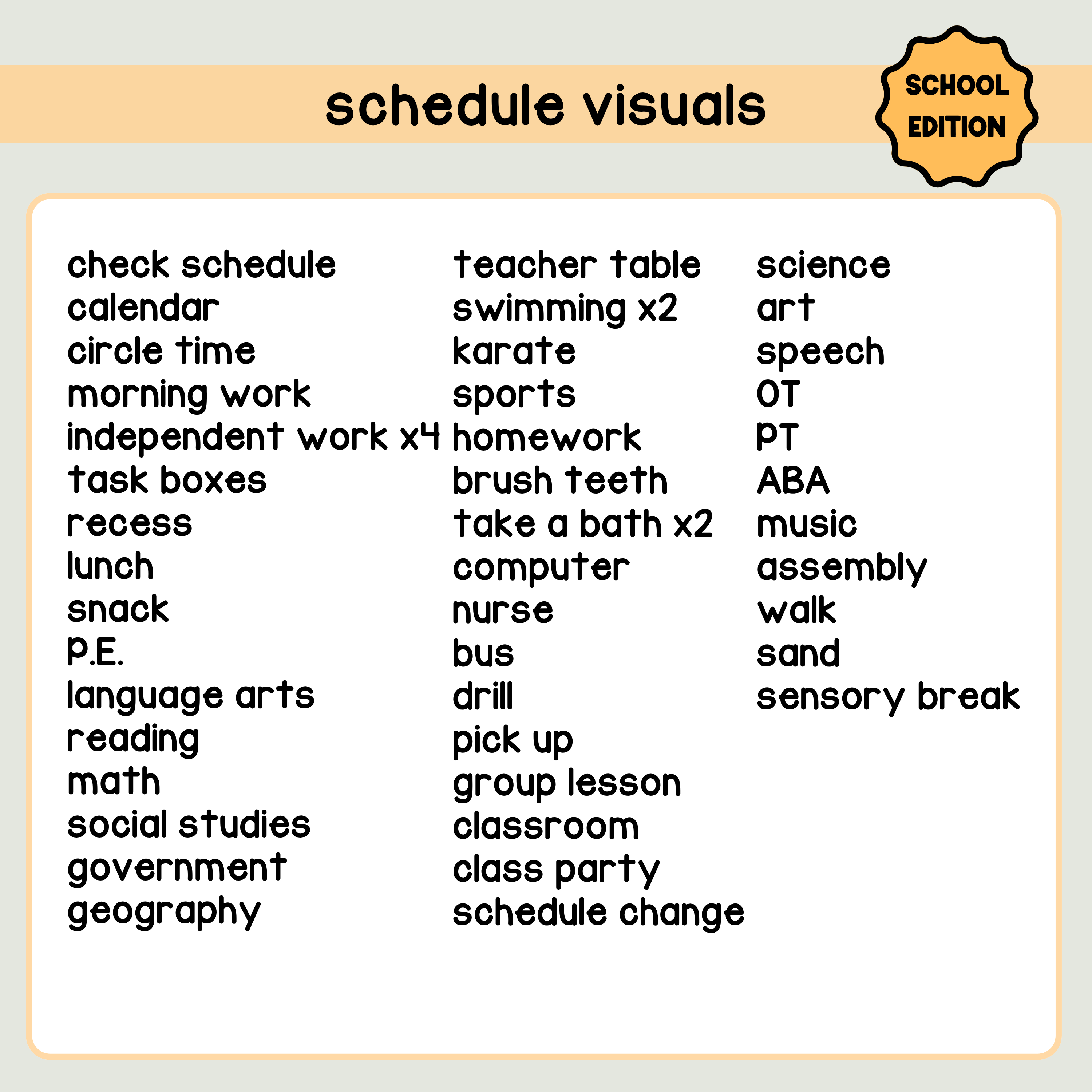 School Related Icons ADD-ON for Visual Communication Book