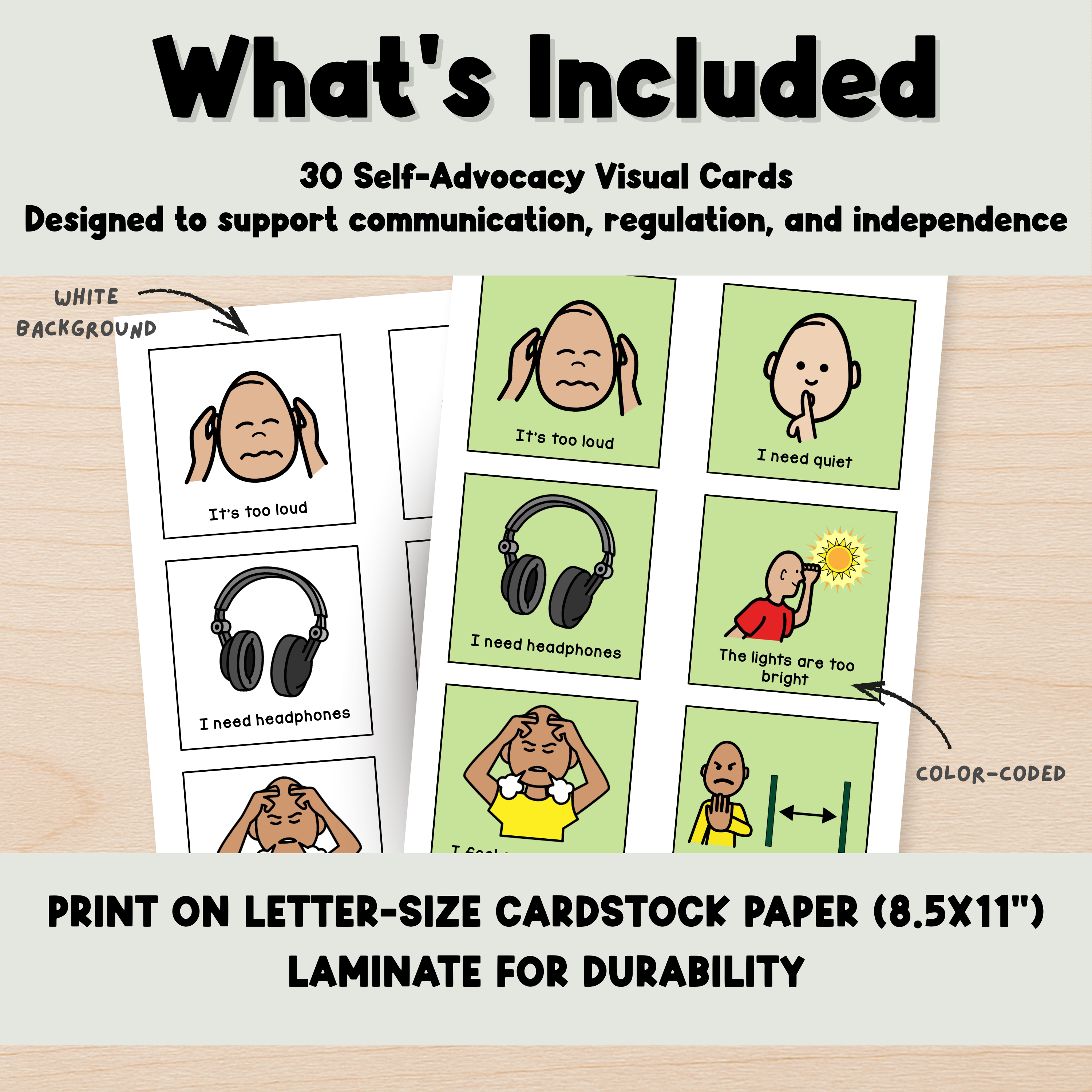 Self-Advocacy Visual Cards | AAC Communication Support for Special Education
