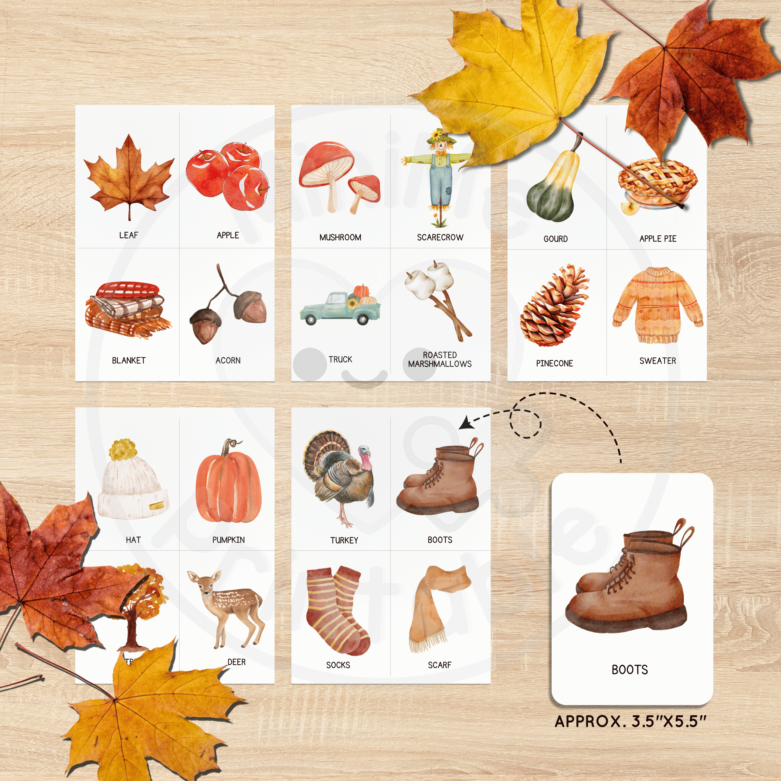 Printable Autumn Flashcards | Uppercase & Lowercase Alphabet Cards | Fall Themed Learning | Montessori Inspired | 20 Cards | 2 Sizes