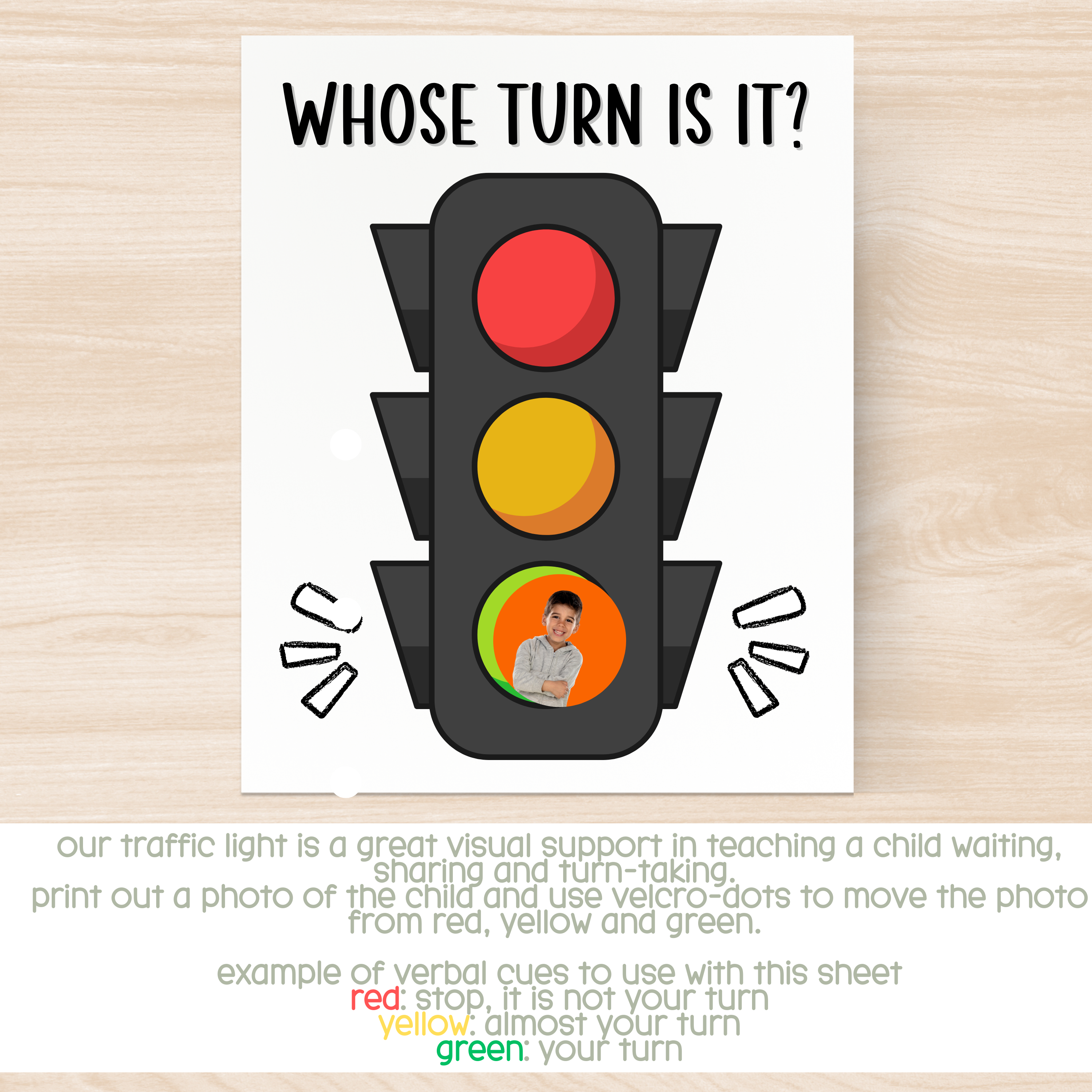 Visual Turn Taking Cue Cards & Traffic Light Poster | Turn-Taking, Sharing, Transitions, Communication Support for Kids