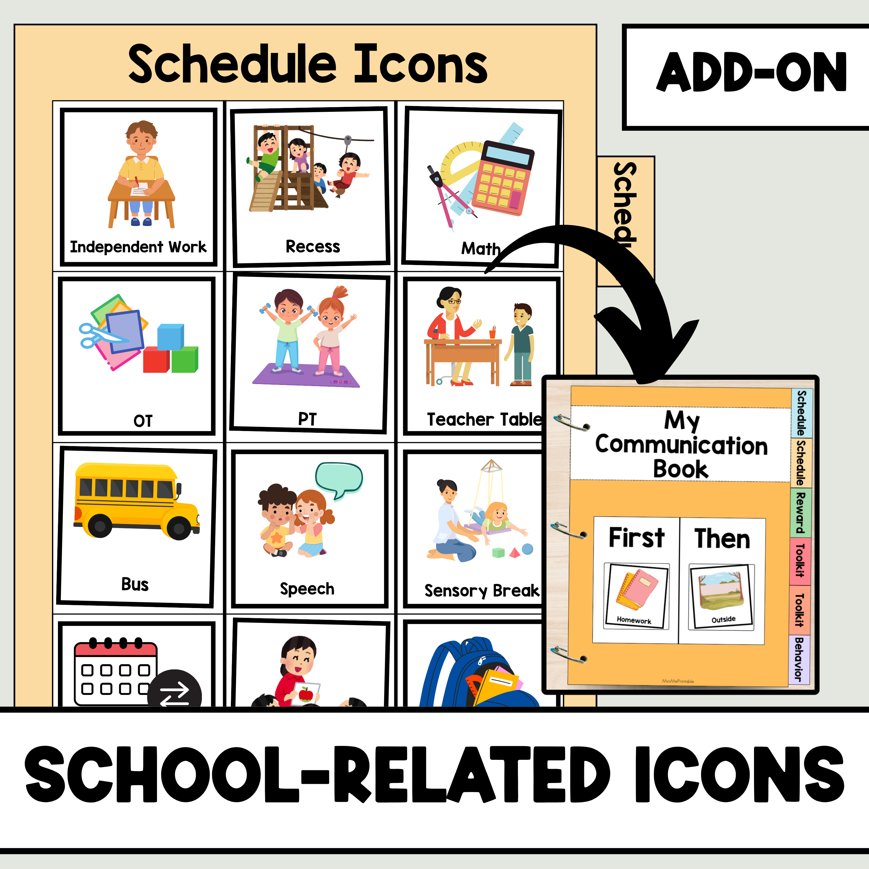 School Related Icons ADD-ON for Visual Communication Book