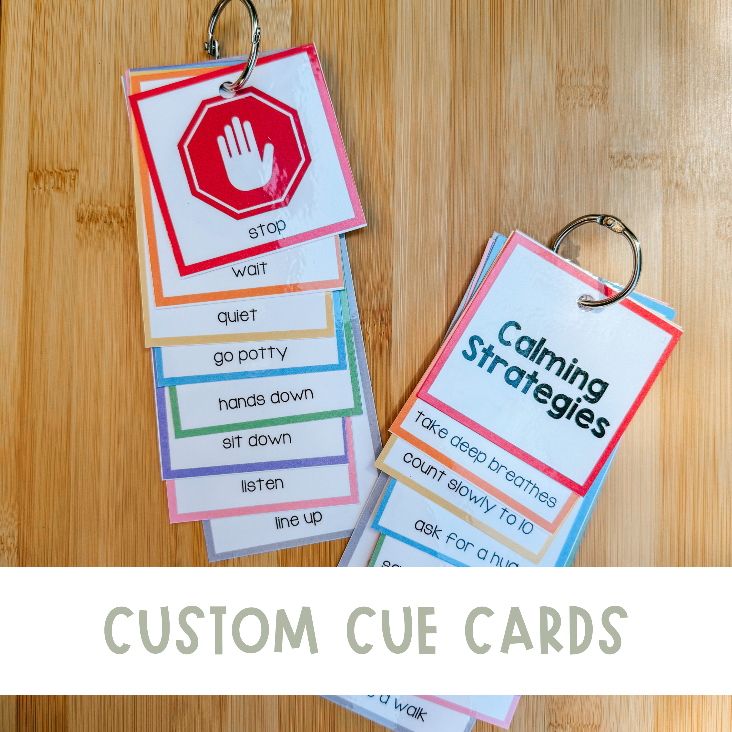 CUSTOM- Behavior Visual Cue Cards and Calming Strategy Card Bundle I Visual Support and Behavior Management I Special Education I ASD