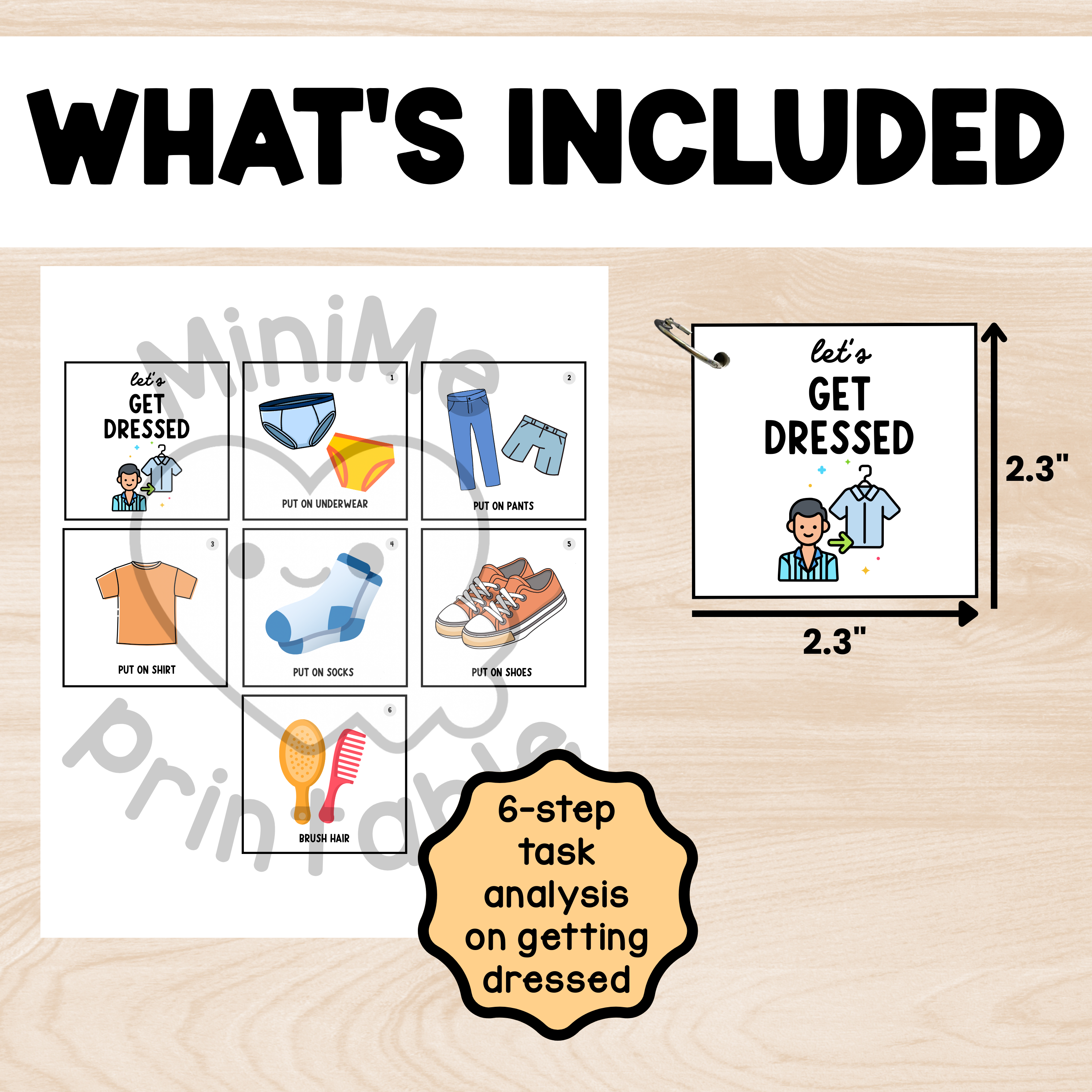 Getting Dressed Task Analysis Cards – 6-Step Visual Set