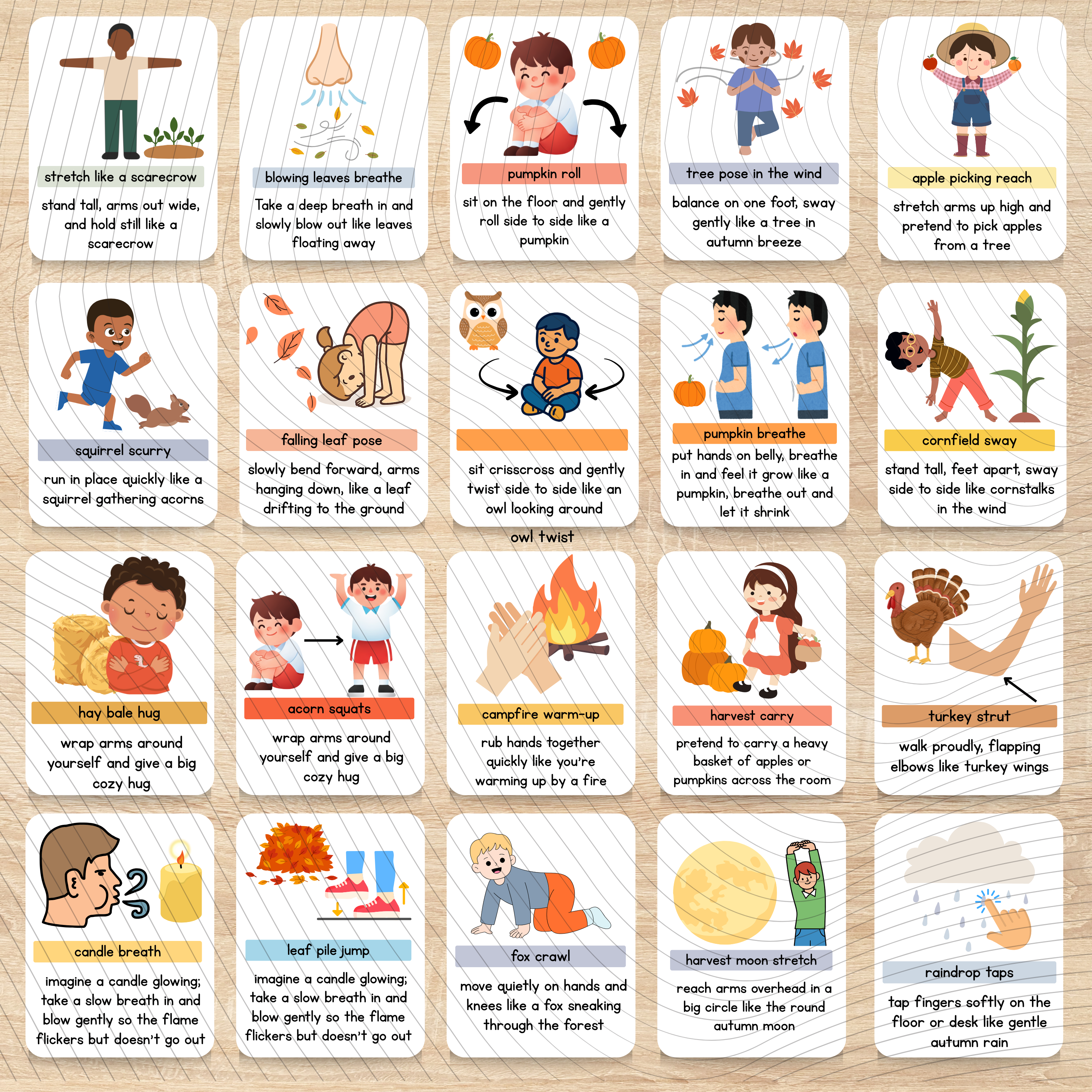 Autumn Mindful Movement Cards – Printable for Kids & Special Education