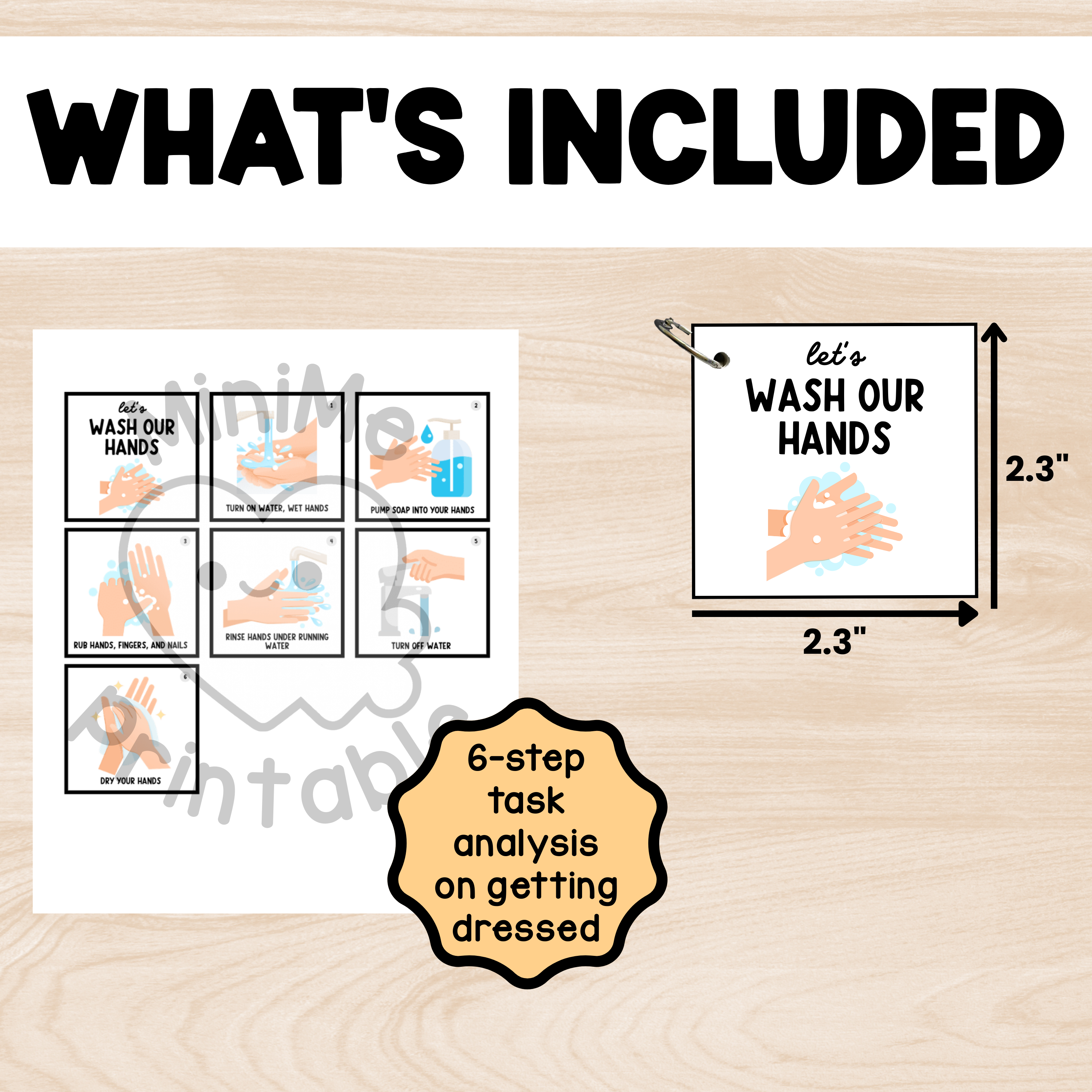 Washing Hands Task Analysis Cards – 6-Step Visual Set