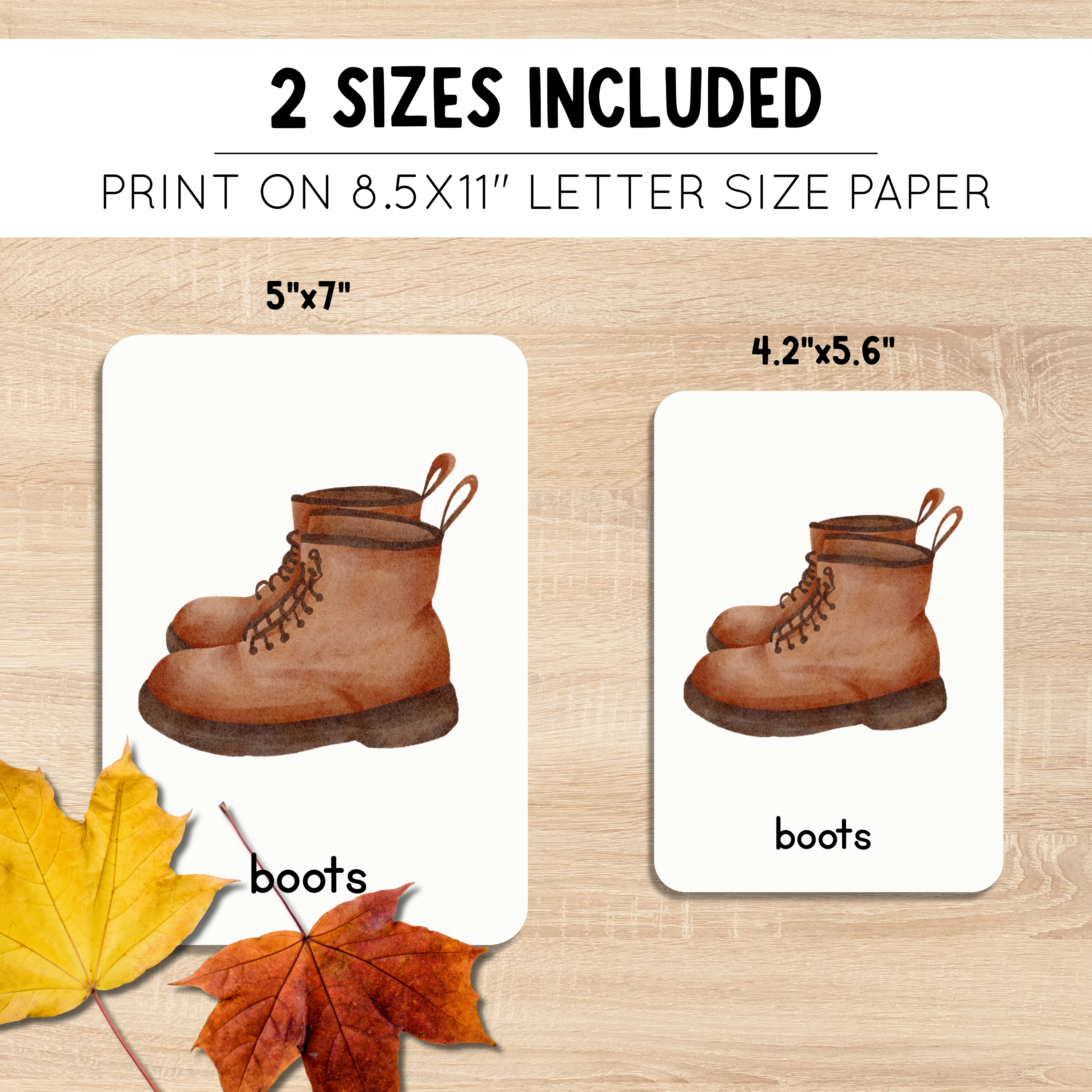 Printable Autumn Flashcards | Uppercase & Lowercase Alphabet Cards | Fall Themed Learning | Montessori Inspired | 20 Cards | 2 Sizes