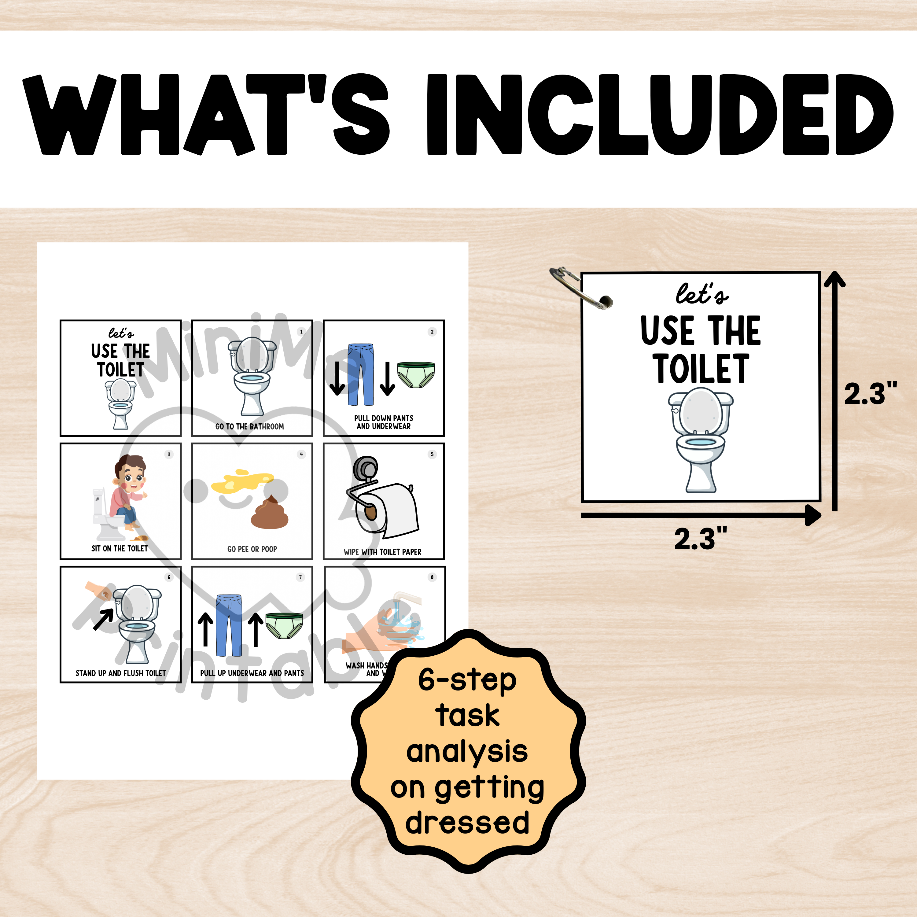 Toilet Training Task Analysis Cards – 8-Step Visual Set