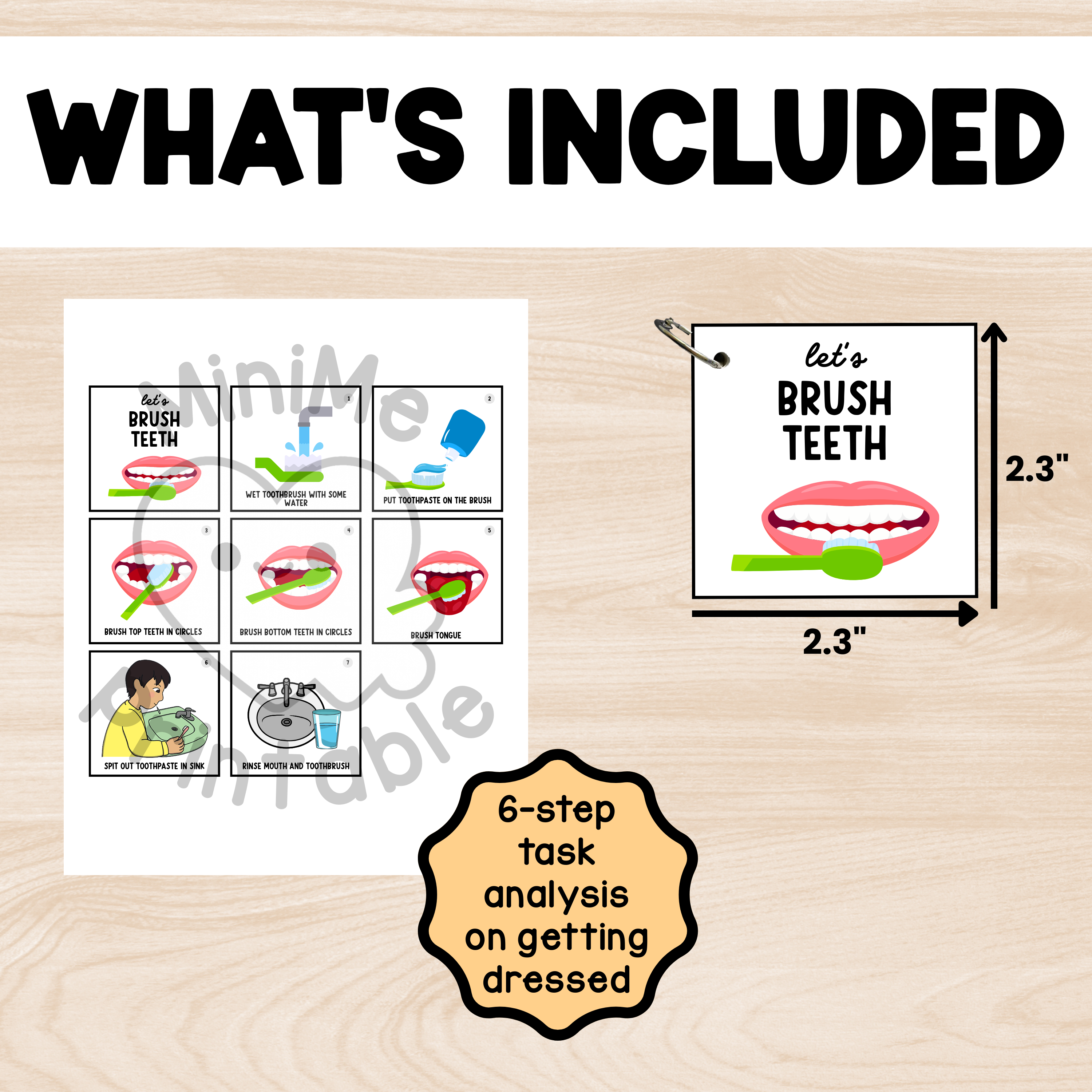 Brushing Teeth Task Analysis Cards – 7-Step Visual Set