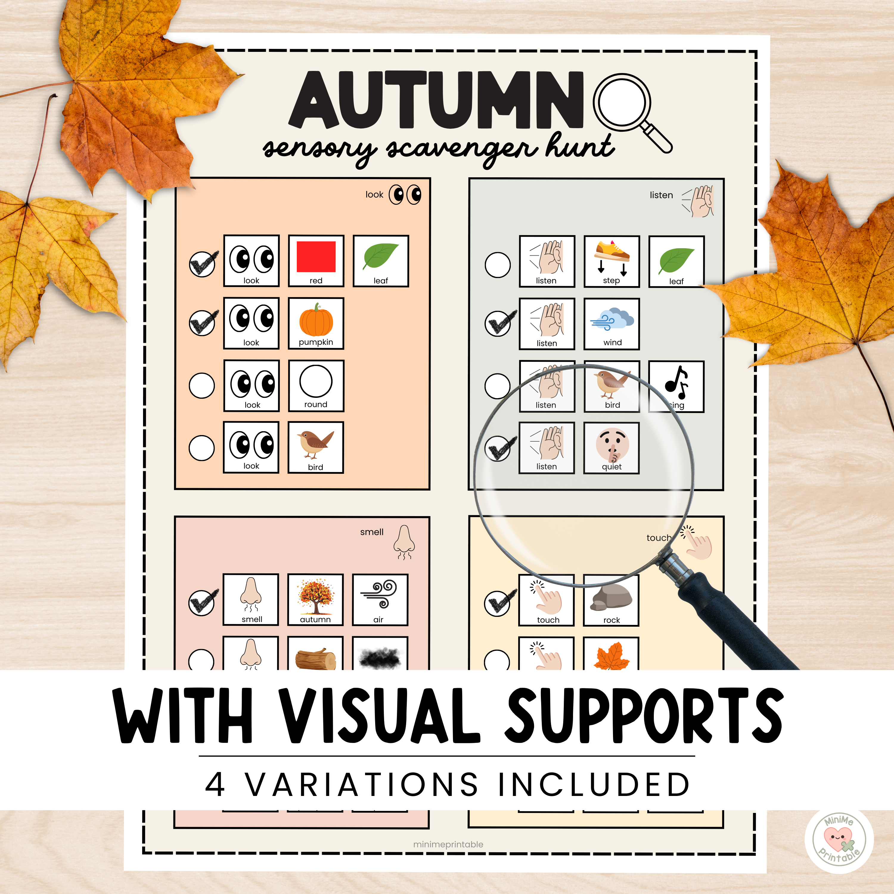 Autumn Sensory Scavenger Hunt with Visual Support