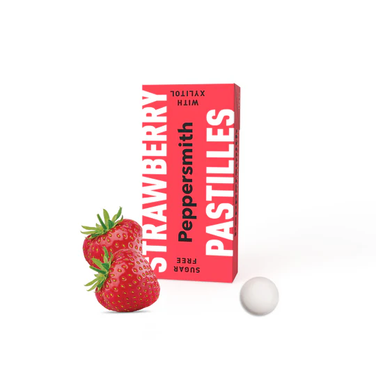 STRAWBERRY XYLITOL MINTS - 12 X 15G POCKET PACKS