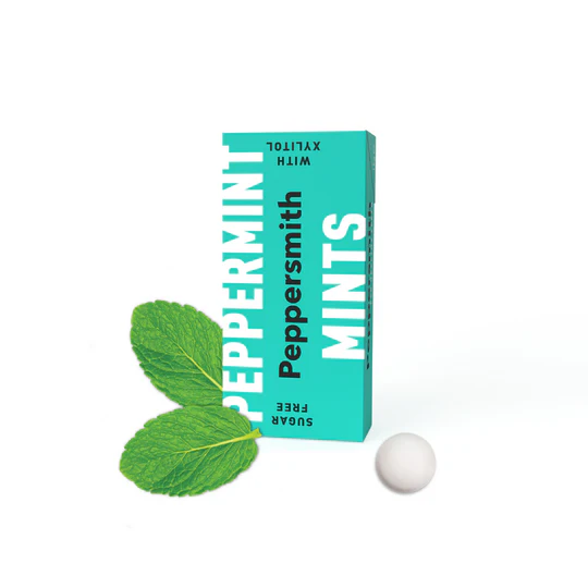 ENGLISH PEPPERMINT XYLITOL MINTS - 12 X 15G POCKET PACKS