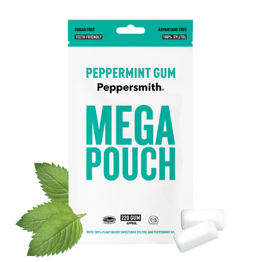 ENGLISH PEPPERMINT XYLITOL GUM - MEGA POUCH
