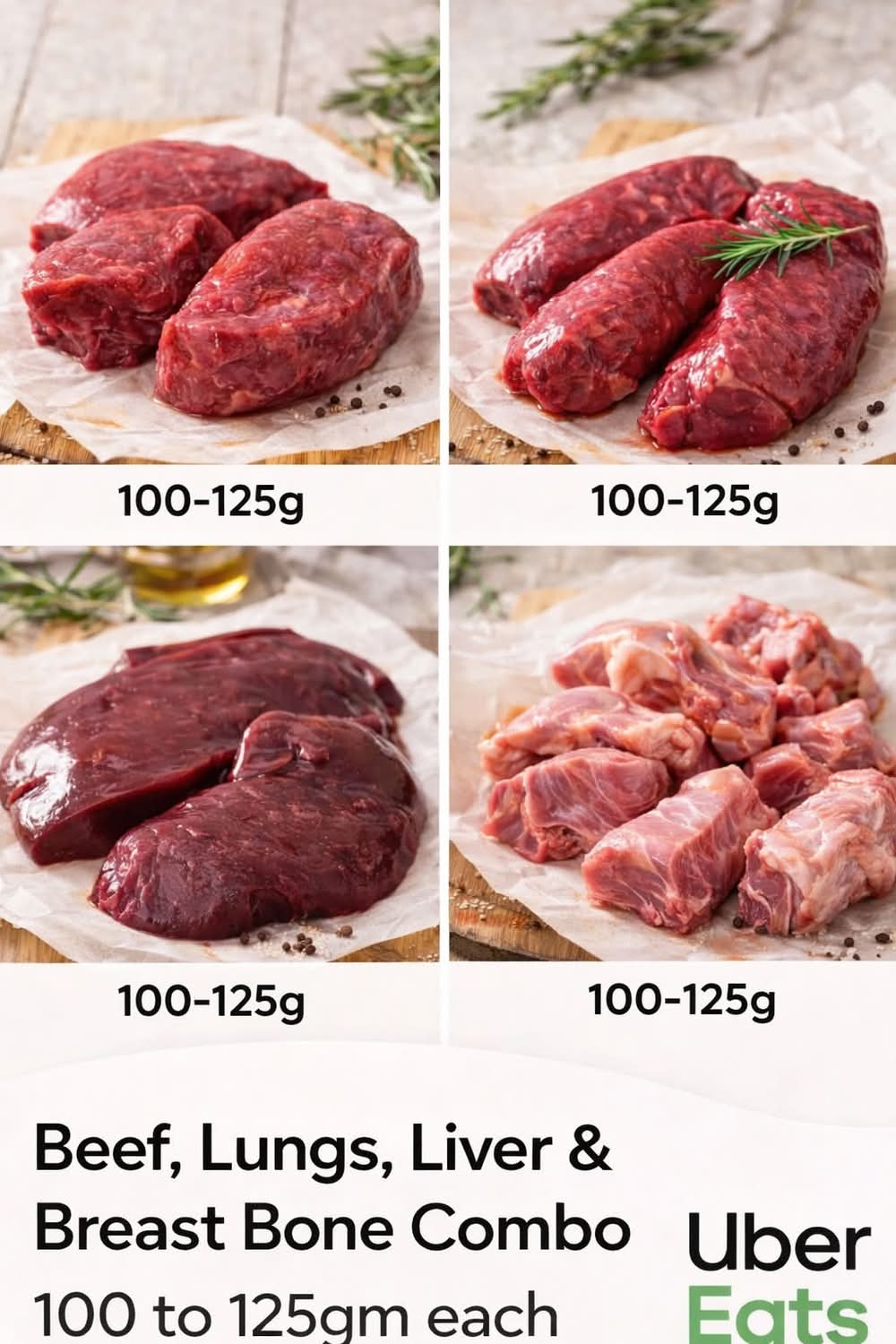 Beef Mix – Lungs, Liver & Breast Bone (500g)