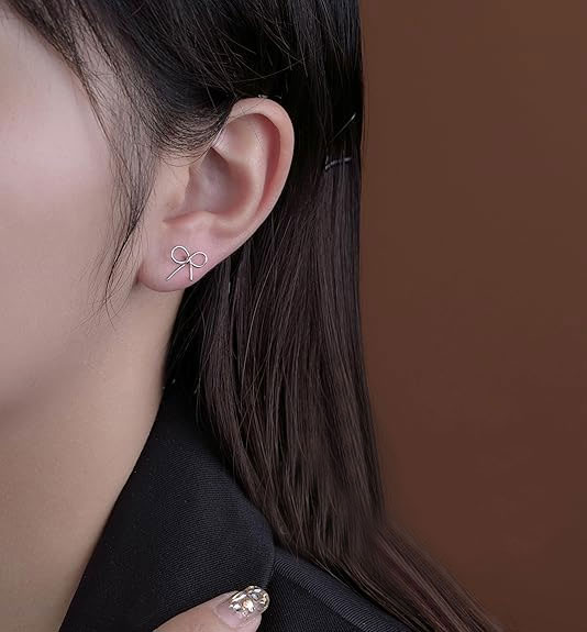 Silver Bow Knot Stud Earrings