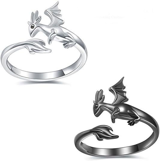 925% Sterling Silver Dragon Adjustable Ring