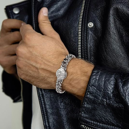 Men's Stainless Steel Cross Bracelet