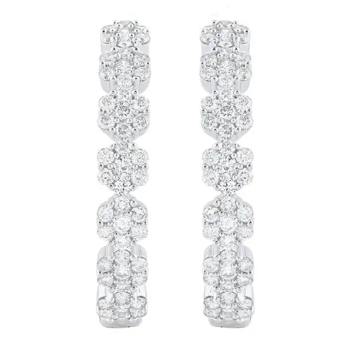 CZ Diamond Cluster Hoop Earrings