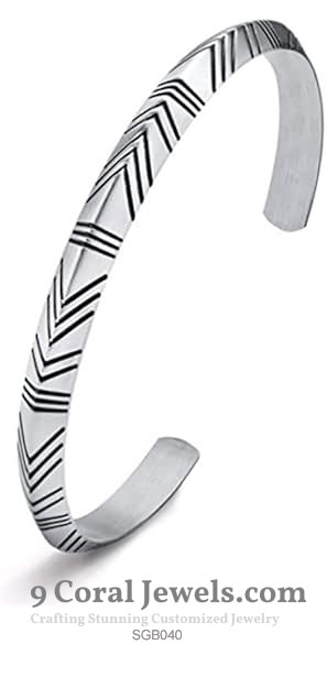 Silver Chevron Pattern Bracelet