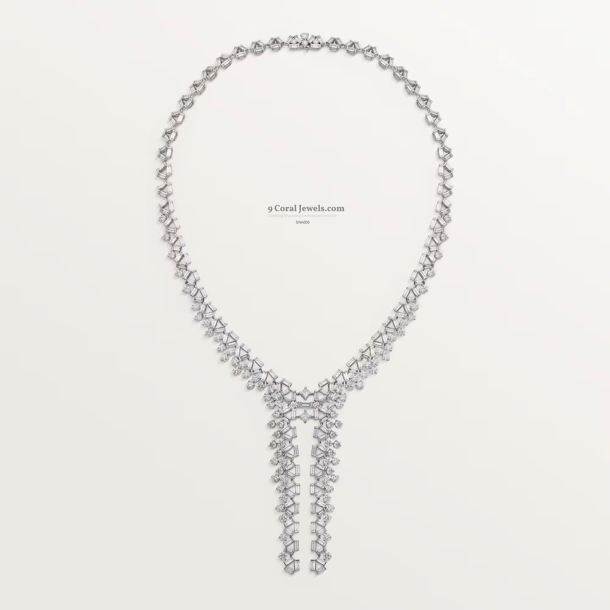 925% Sterling Silver Elegant Cubic Zirconia AD Necklace