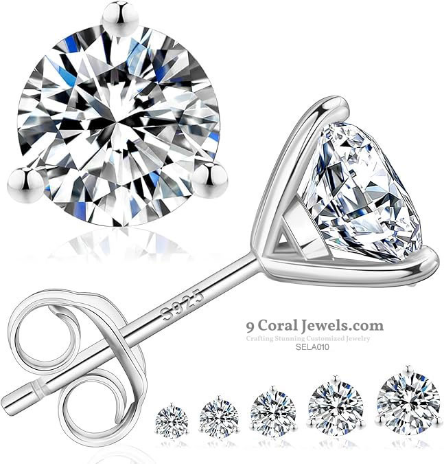 Sterling Silver Round-Cut Cubic Zirconia Stud Earrings