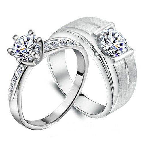 Elegant Silver Wedding Ring Set