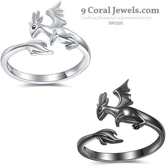 925% Sterling Silver Dragon Adjustable Ring
