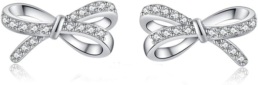 925% Sterling Silver Elegant Bow-Shaped Stud Earrings