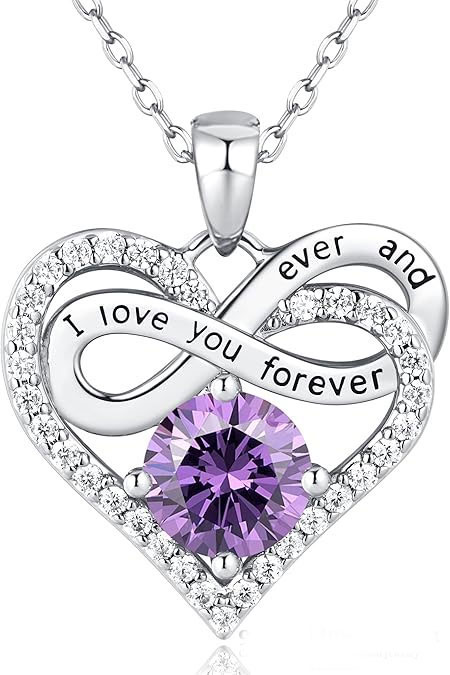 Infinity Heart Necklace with Amethyst Stone