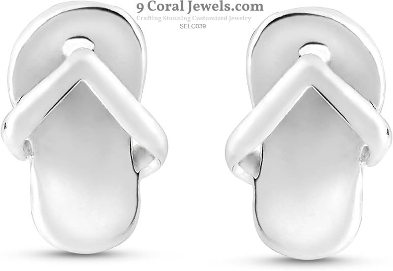 Flip Flop Shaped Silver Earrings