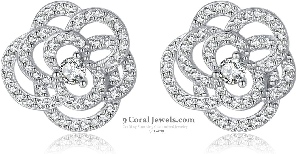 Cubic Zirconia Studded Flower Earrings
