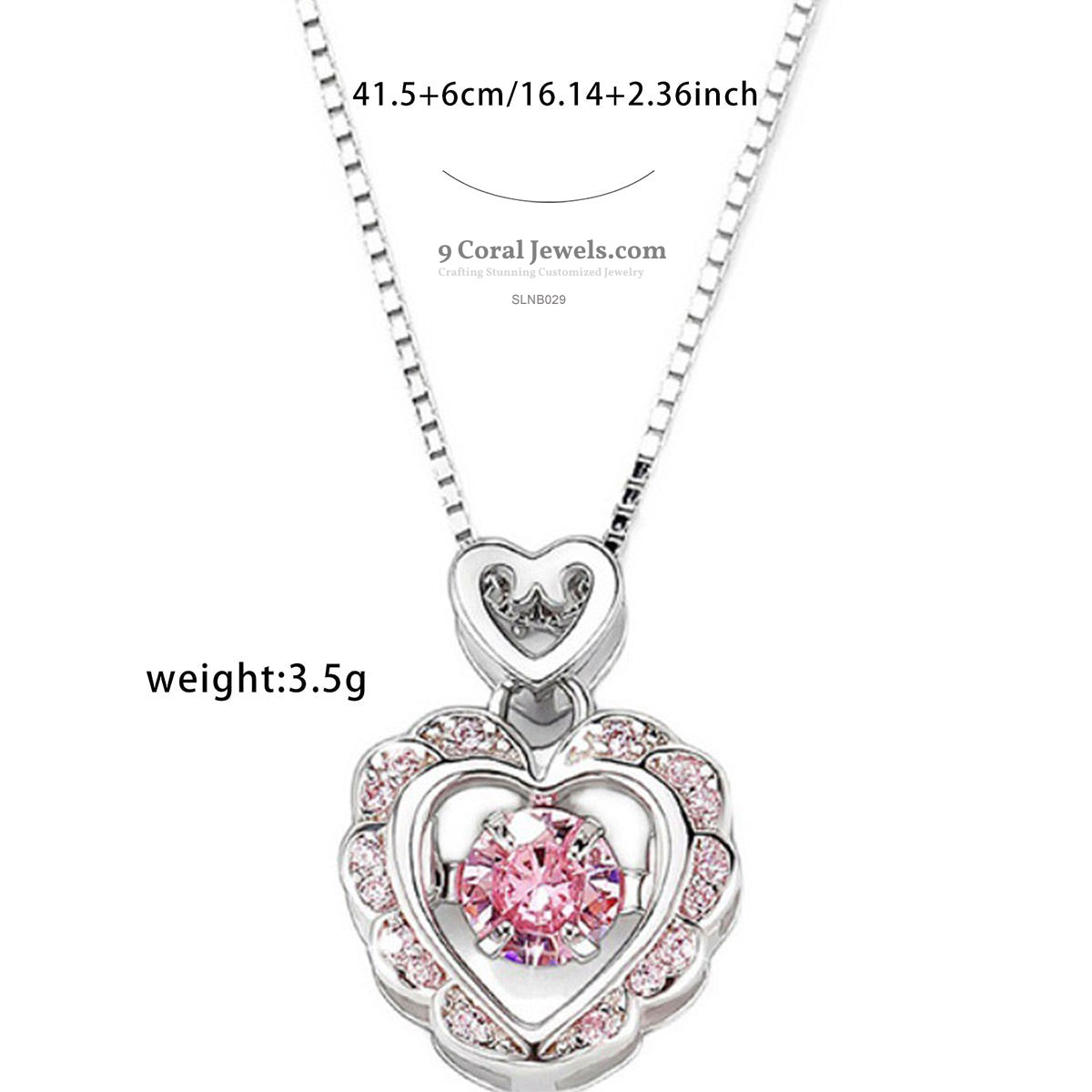 Heart-Shaped Pink Crystal Pendant Necklace