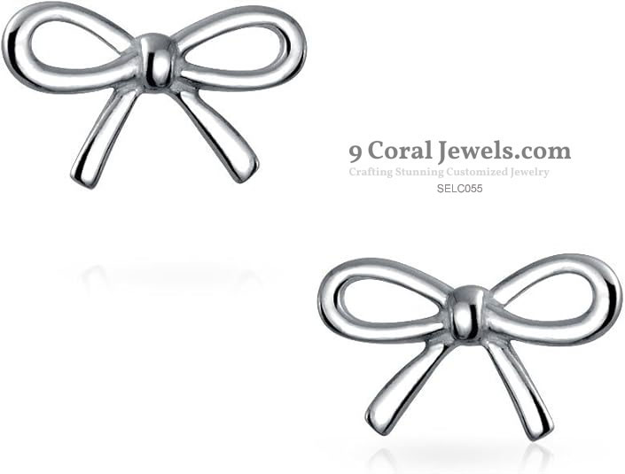 925% Sterling Silver Bow Stud Earrings