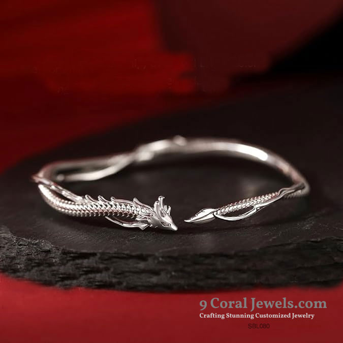 Sterling Silver Dragon Wrap Bangle
