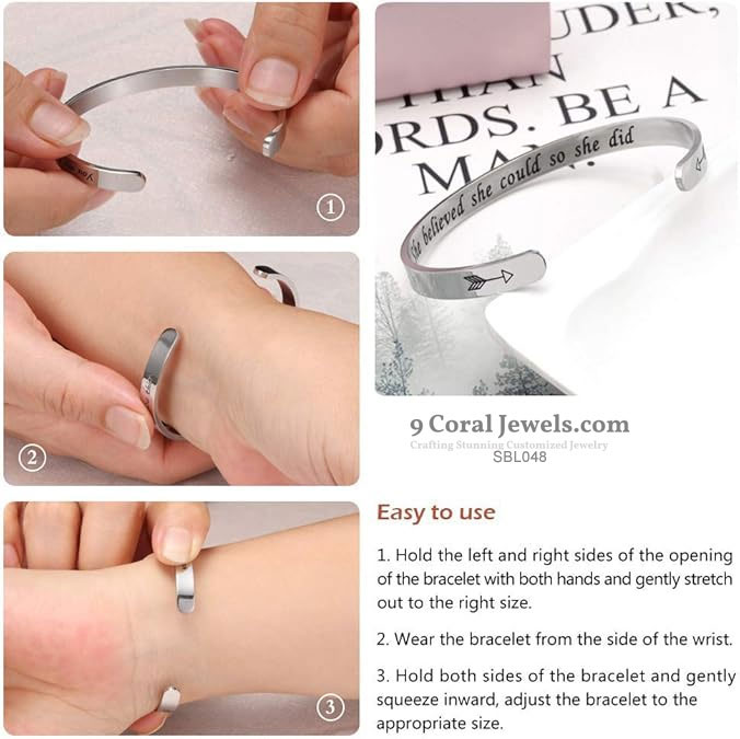 Sterling Silver Inspirational Engraved Bracelet