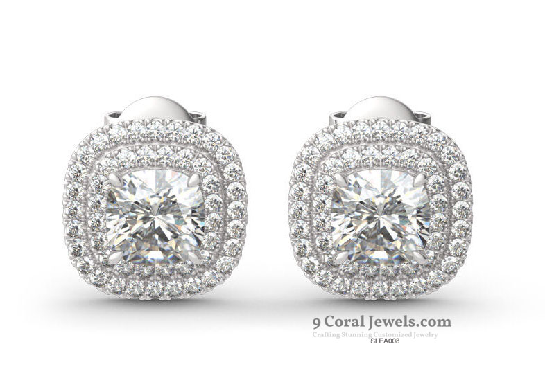 CZ Halo Stud Earrings
