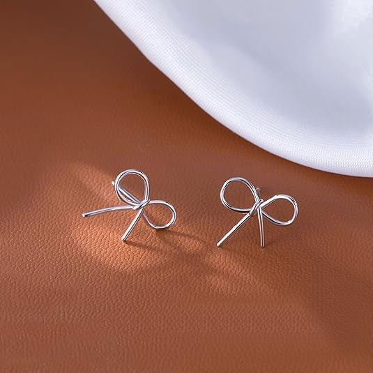 Silver Bow Knot Stud Earrings