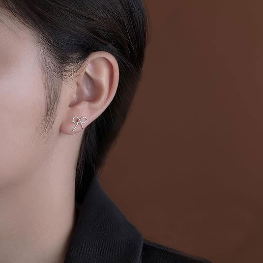 Silver Bow Knot Stud Earrings