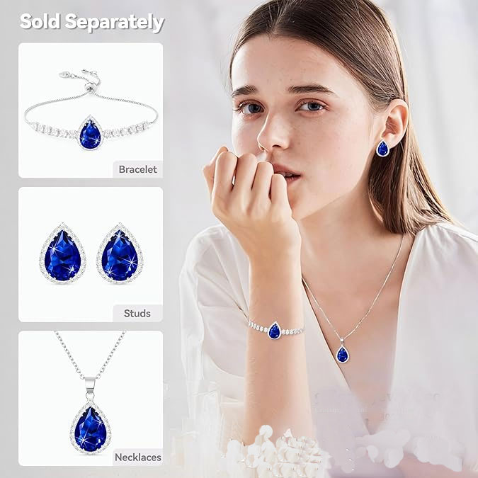 Sterling Silver Elegant Sapphire And American Diamond Bracelet