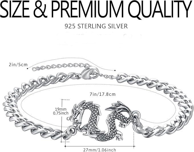 Dragon Silver Chain Bracelet