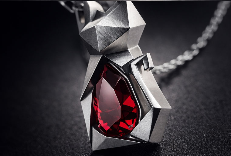 925% Sterling Silver Geometric Cat Pendant Necklace