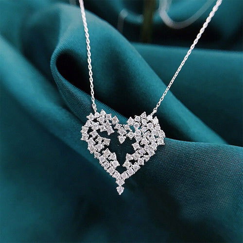 CZ Diamond Heart Pendant Necklace