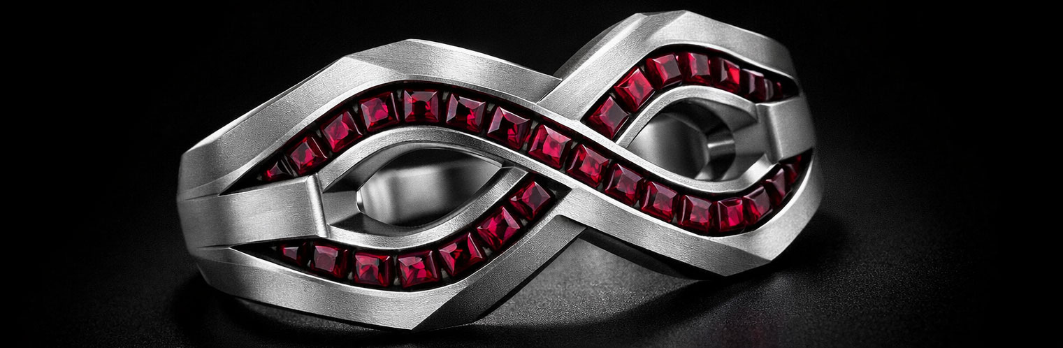 Infinity Red Gem Bracelet - 925% Sterling Silver