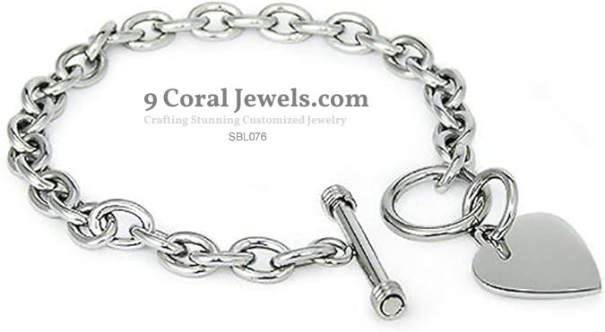 Classic Heart Charm Toggle Bracelet – 925 Sterling Silver