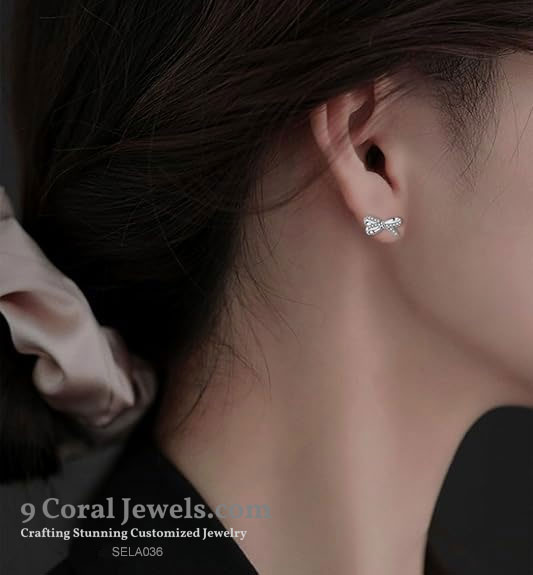 925% Sterling Silver Elegant Bow-Shaped Stud Earrings