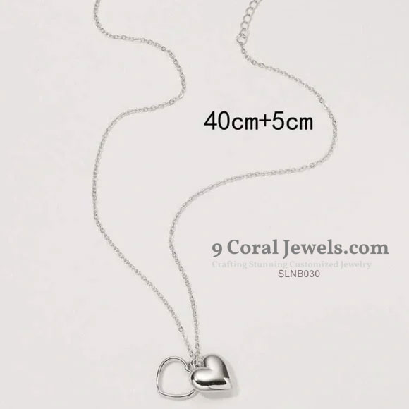 Silver Double Heart Pendant Necklace