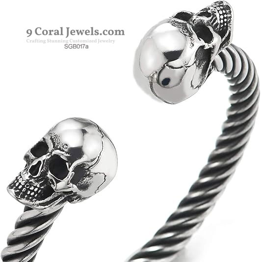 Sterling Silver Skull Cuff Bracelet