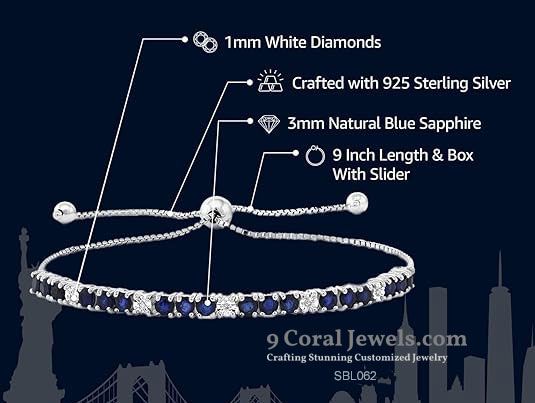 925 Sterling Silver Heart-Shaped Blue CZ Pendant & Bracelet Set – SBL062