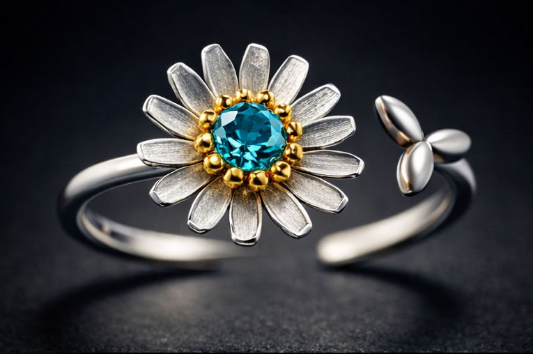 Daisy Flower Silver Ring